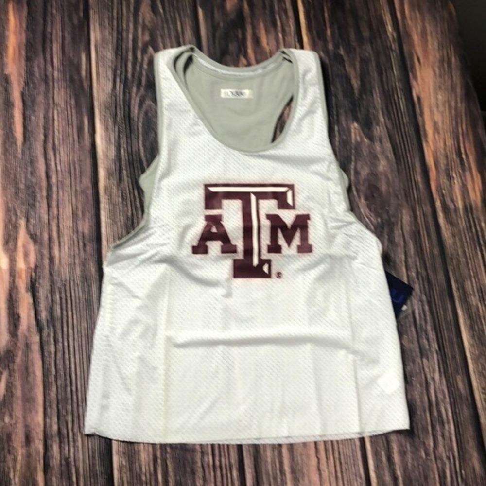 NUYU Texas A&M Aggies NEW Womens Size M White Maroon Jersey Tank Top Bra Lining